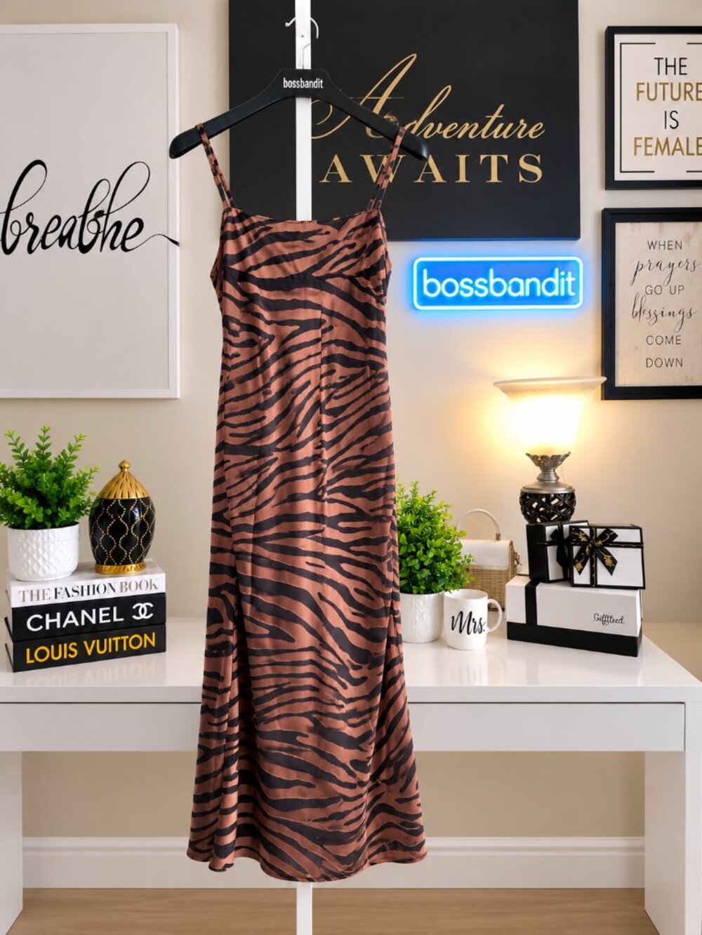 Free People Hutch Hayden Midi Dress Zebra Burnout Chiffon Brown M NWT - Picture 4 of 9